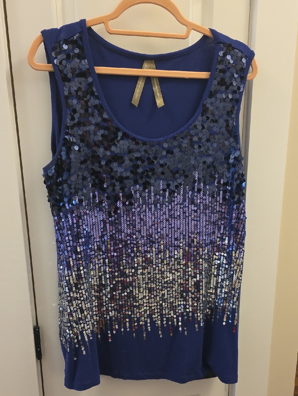 PENN Sleeveless Blue Sequin Ombre Tank Top